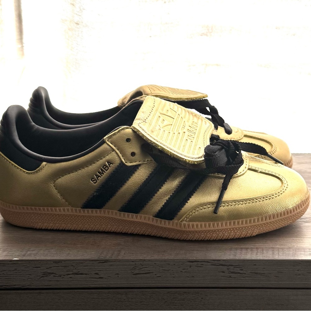 Adidas Samba Metallic Gold and Black Shoes